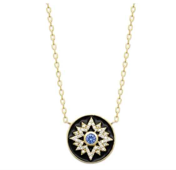 18K gold plated necklace with black enamel