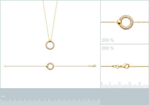 18K Yellow Gold Plated Open Cubic Zirconia Circle Necklace