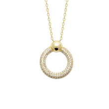 Load image into Gallery viewer, 18K Yellow Gold Plated Open Cubic Zirconia Circle Necklace
