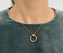 Load image into Gallery viewer, 18K Yellow Gold Plated Open Circle Necklace
