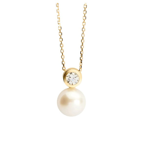 9ct Yellow Gold Pearl and Cubic Zirconia Pendant