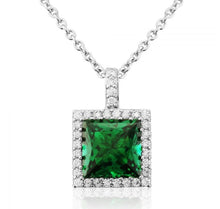 Load image into Gallery viewer, Waterford Crystal Sterling Silver White Cubic Zirconia and Emerald Set Pendant
