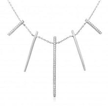 Load image into Gallery viewer, Waterford Crystal Sterling Silver White Cubic Zirconia Set 5 Drop Bar Necklace

