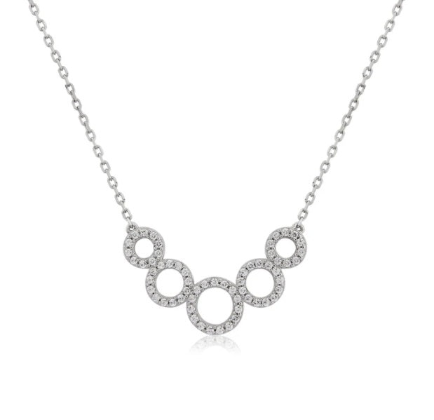 Waterford Crystal Sterling Silver White Cubic Zirconia Set 3 Open Circle Necklace