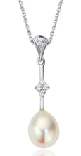 Load image into Gallery viewer, Waterford Crystal Sterling Silver White Cubic Zirconia and Pearl Set Pendant
