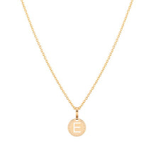 Load image into Gallery viewer, My World Yellow Gold Plated Necklace with  Letter &quot;E&quot; on Disc

