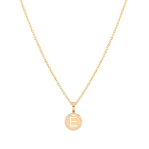 My World Yellow Gold Plated Necklace with  Letter "E" on Disc