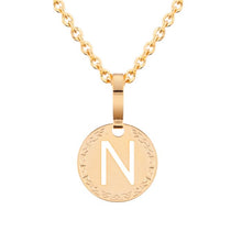 Load image into Gallery viewer, My World Yellow Gold Plated Necklace with  Letter &quot;N&quot; on Disc
