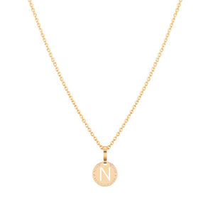 My World Yellow Gold Plated Necklace with  Letter "N" on Disc