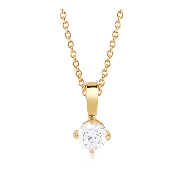 Sif Jakobs Pendant Princess Round 18K Gold Plated With White Cubic Zirconia