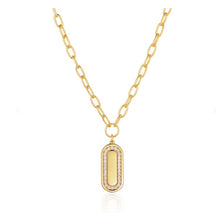 Load image into Gallery viewer, Sif Jakobs Yellow Gold on Sterling Silver cz set Oval Disc Pendant
