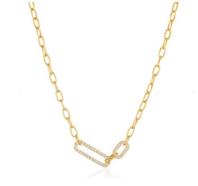 Load image into Gallery viewer, Sif Jakobs Yellow Gold on Sterling Silver Open Oval cz set Necklace
