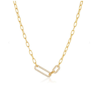 Sif Jakobs Yellow Gold on Sterling Silver Open Oval cz set Necklace