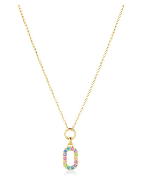 NECKLACE CAPIZZI PICCOLO - 18K GOLD PLATED, WITH MULTICOLOURED ZIRCONIA