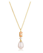 Load image into Gallery viewer, NECKLACE GALATINA - 18K GOLD PLATED, WITH FRESHWATER PEARL AND CHAMPAGNE ZIRCONIA
