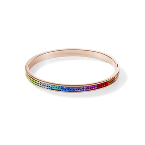 Coeur De Lion Bangle stainless steel rose gold & crystals pavé multicolour