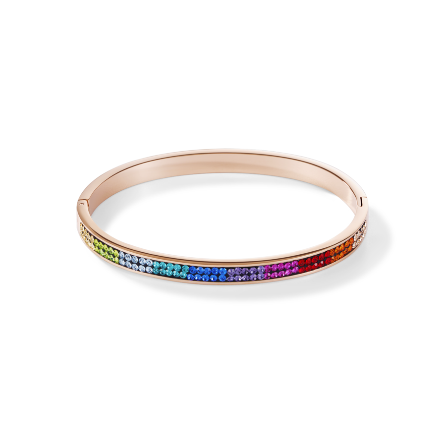 Coeur De Lion Bangle stainless steel rose gold & crystals pavé multicolour