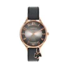 Load image into Gallery viewer, Radley Rose Gold Round case with Black Strap.
