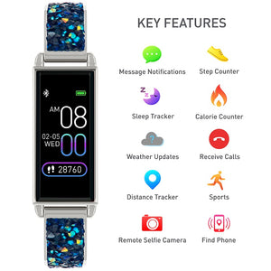 Reflex Active Series 2 Smart Watch with Colour Touch Screen and Blue Glitter Strap