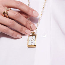 Load image into Gallery viewer, PENDANT WATCH CHIARA - GOLD PLATED STAINLESS STEEL WITH WHITE MOTHER OF PEARL DIAL.
