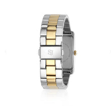 Load image into Gallery viewer, WATCH SANTINA - GOLD PLATED STAINLESS STEEL WITH SILVER SUNRAY DIAL AND WHITE ZIRCONIA.
