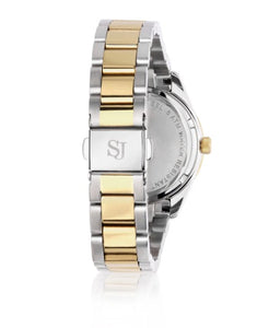 WATCH VALERIA - GOLD PLATED STAINLESS STEEL WITH SILVER SUNRAY DIAL AND WHITE ZIRCONIA