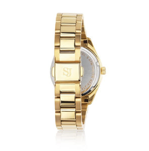 WATCH VALERIA - GOLD PLATED STAINLESS STEEL WITH GREEN SUNRAY DIAL AND WHITE ZIRCONIA.
