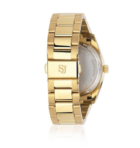 WATCH AURORA - GOLD PLATED STAINLESS STEEL WITH SILVER GREEN DIAL AND WHITE ZIRCONIA.
