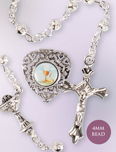 Communion Metal 4mm Filigree Rosary Beads