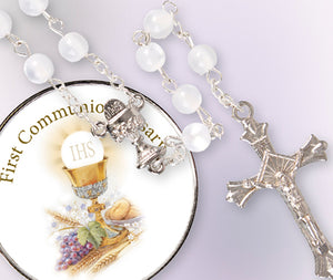 Communion Imitation Pearl Rosary Beads