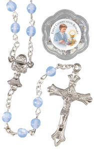 Communion Acrylic Rosary Imitation Blue Pearl Beads