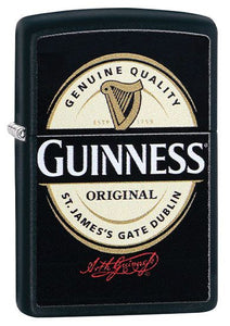 Guinness Label Zippo Lighter in Matte Black
