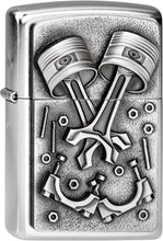 Load image into Gallery viewer, Chrome Engine Parts Design on front, Zippo Lighter
