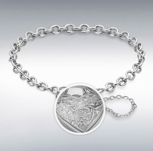 Sterling Silver Belcher Bracelet With Heart Shaped Padlock.