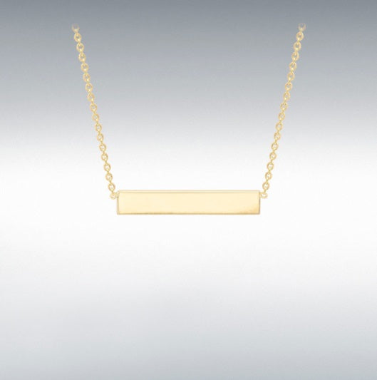 YELLOW GOLD PLATED ON STERLING SILVER, 32MM X 5MM HORIZONTAL-BAR NECKLACE 43CM/17''