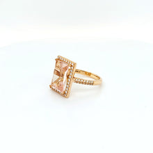 Load image into Gallery viewer, 18ct Rose Gold with a Emerald cut Pink morganite plus Diamonds
