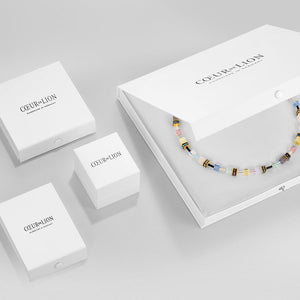 Necklace GeoCUBE® big Gemstones, Swarovski® Crystals & stainless steel rose gold brown